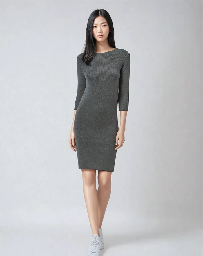 NOLA™ | LONG-SLEEVE KNIT DRESS GREY