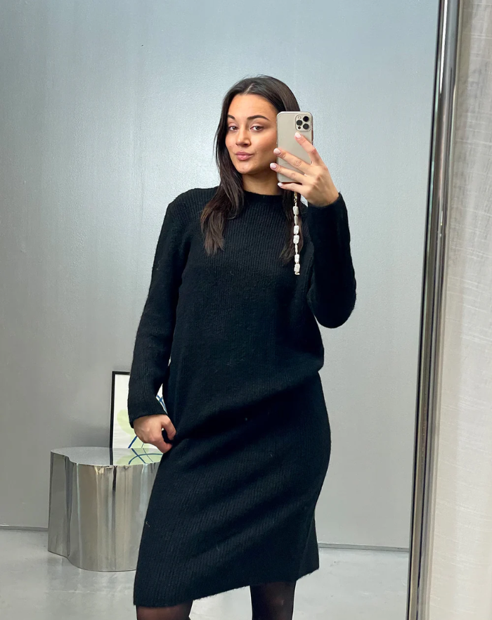 NOLA™ | LONG-SLEEVE KNIT DRESS BLACK