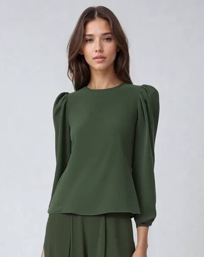 NOLA™ | PUFF SLEEVE SWEATER GREEN