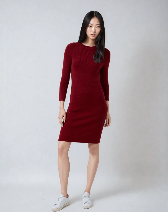 NOLA™ | LONG-SLEEVE KNIT DRESS RED