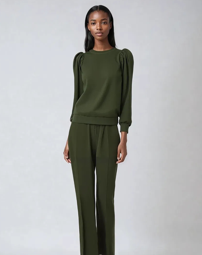 NOLA™ | PUFF-SLEEVE SWEATSHIRT GREEN