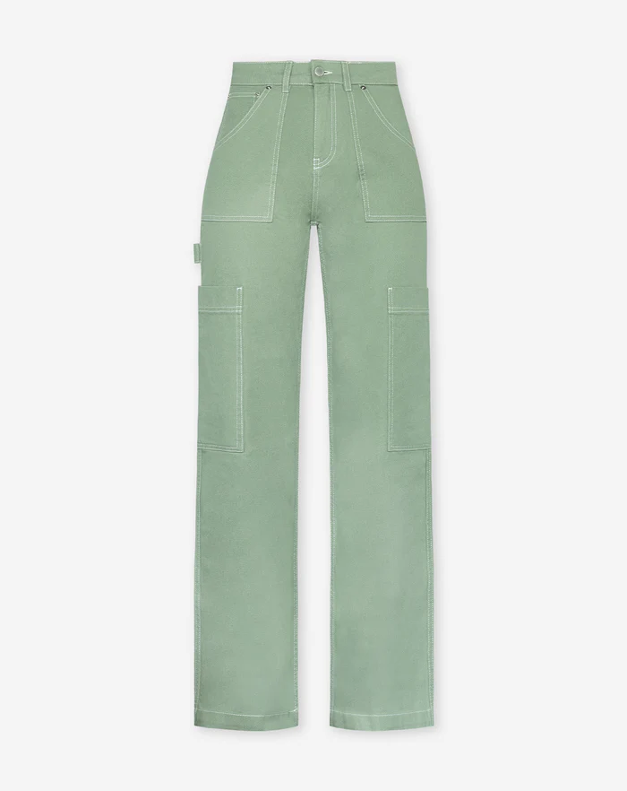 NOLA™ | HIGH-WAIST CARGO TROUSERS GREEN