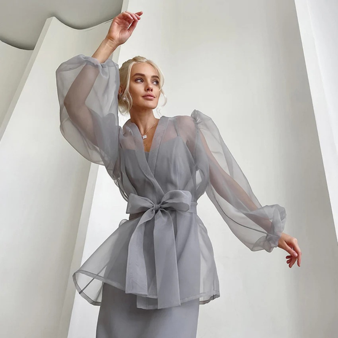 NOLA™ | SHEER ORGANZA WRAP BLOUSE