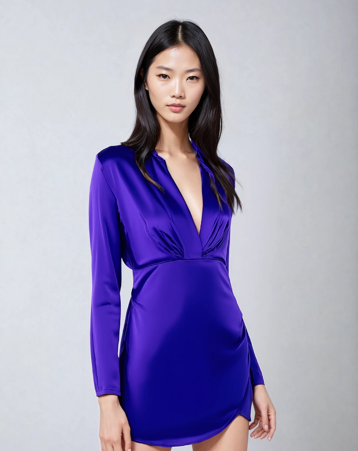 NOLA™ | SATIN WRAP SHIRT DRESS BLUE