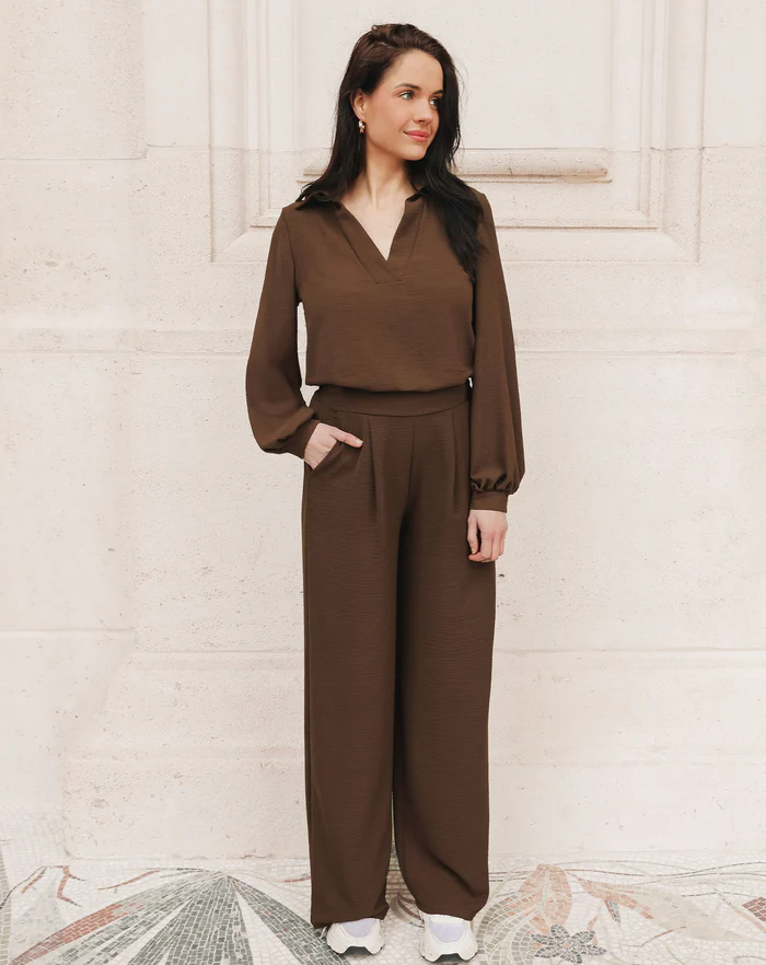 NOLA™ | WIDE-LEG PANTALON BROWN