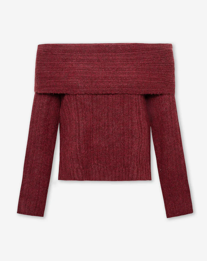 NOLA™ | OFF-SHOULDER KNIT SWEATER RED