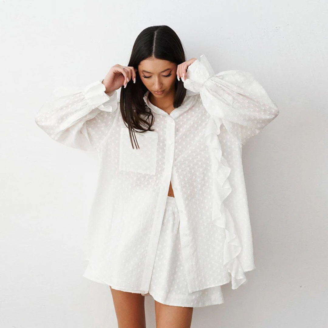 NOLA™ | SHEER TEXTURED SHIRT & SHORTS SET