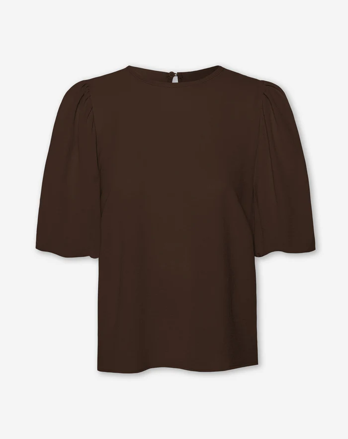 NOLA™ | PUFF SLEEVE TOP BROWN