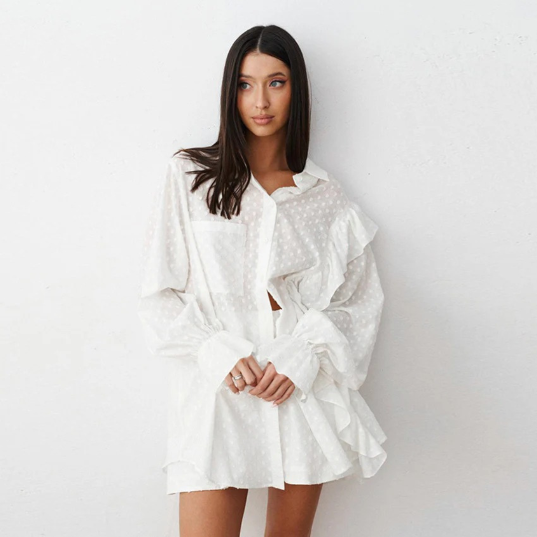 NOLA™ | SHEER TEXTURED SHIRT & SHORTS SET