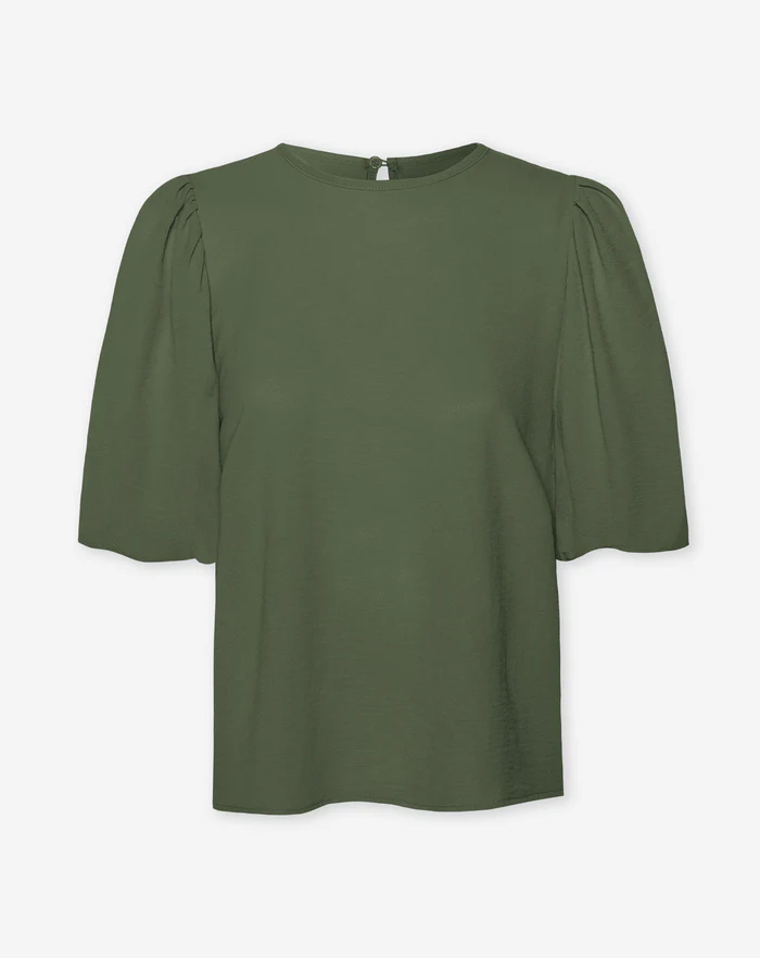 NOLA™ | PUFF SLEEVE TOP GREEN