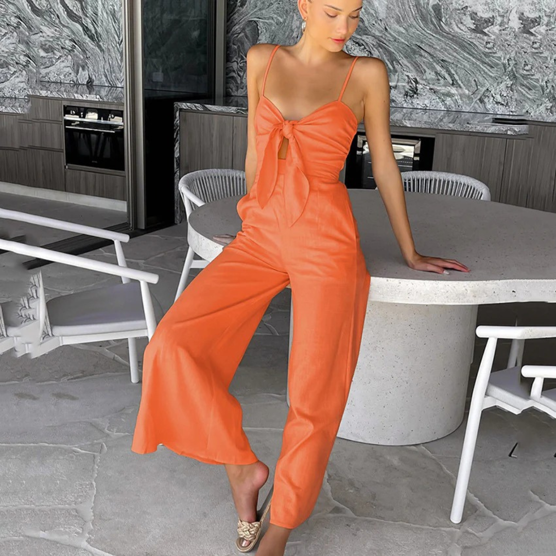 NOLA™ | BOW-TIE LINEN JUMPSUIT