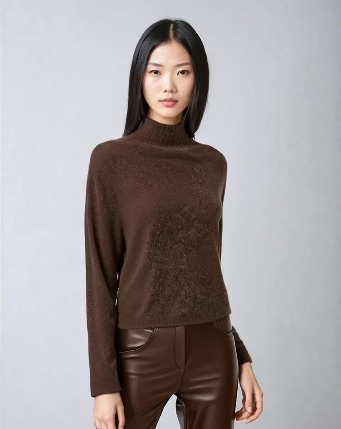 NOLA™ | MOCK NECK SWEATER BROWN