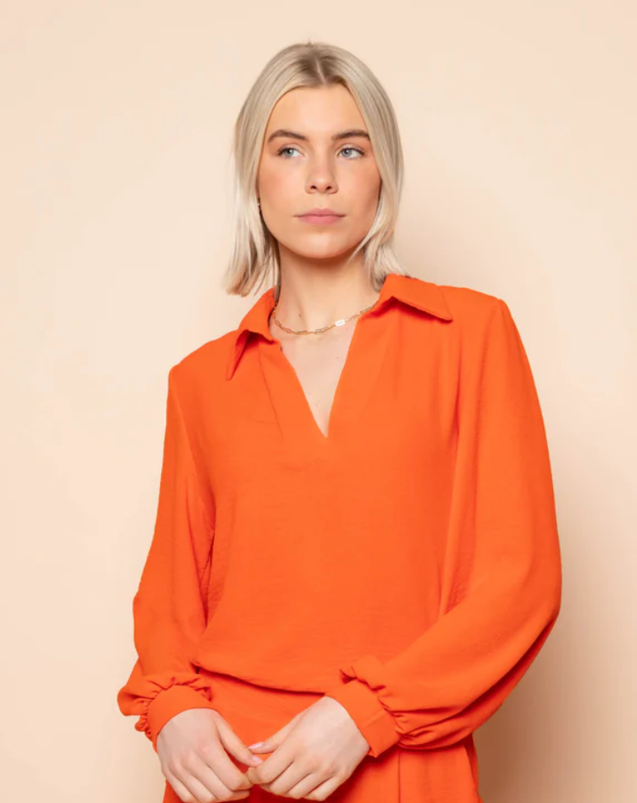 NOLA™ | V-NECK COLLAR TOP ORANGE