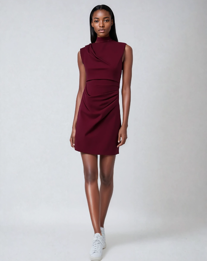 NOLA™ | DRAPED ASYMMETRIC DRESS RED