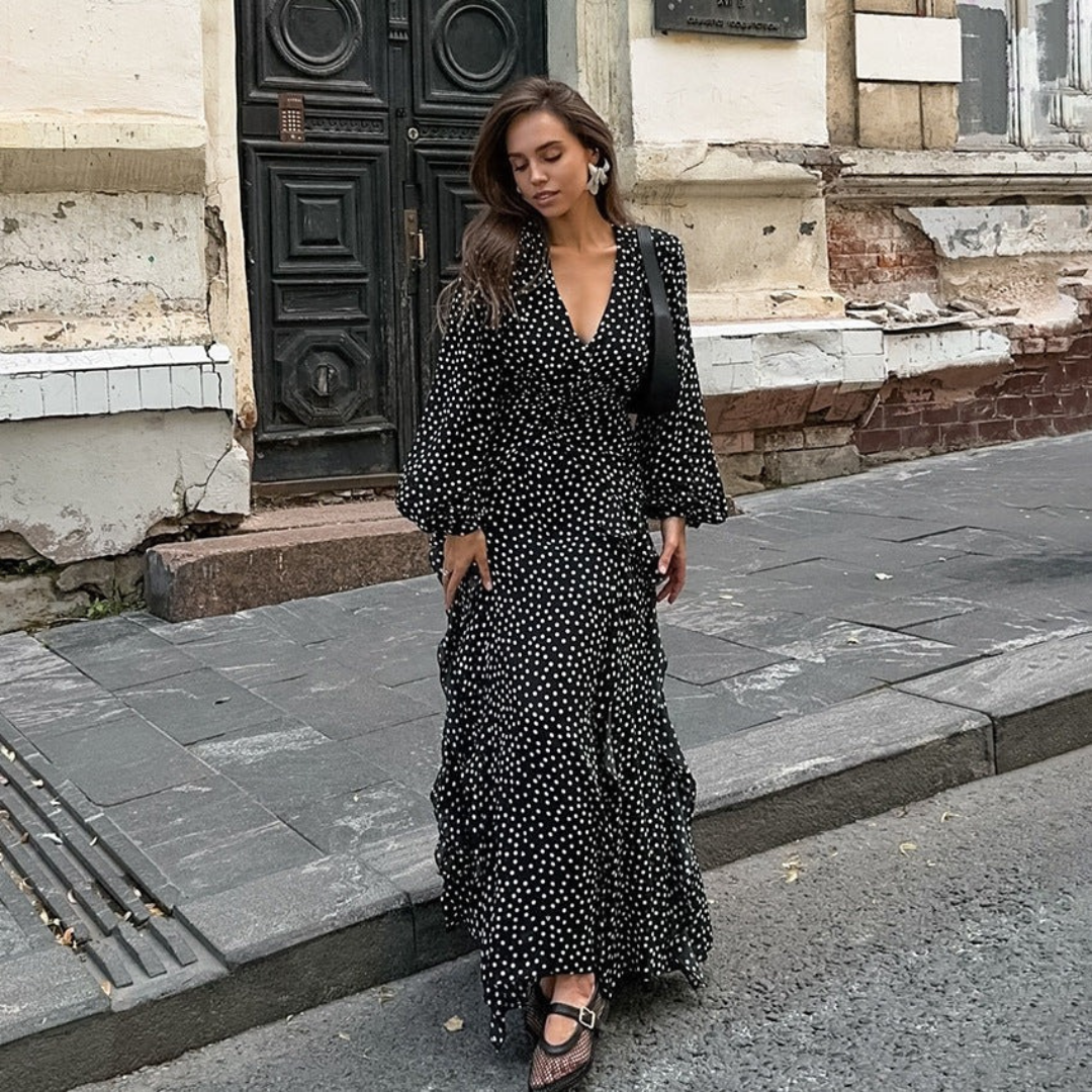 NOLA™ | POLKA DOT MAXI WRAP DRESS