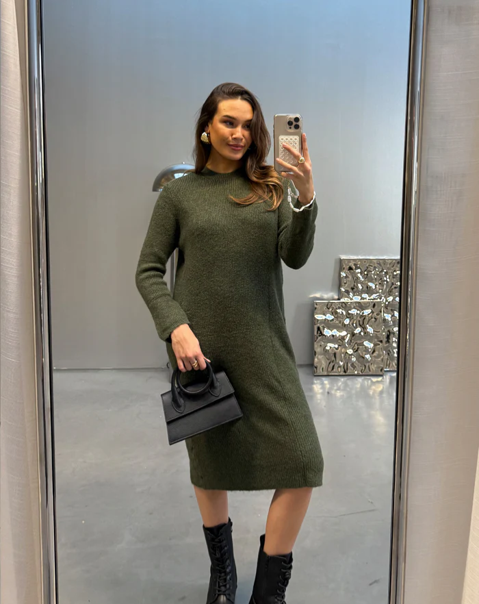 NOLA™ | LONG-SLEEVE KNIT DRESS GREEN