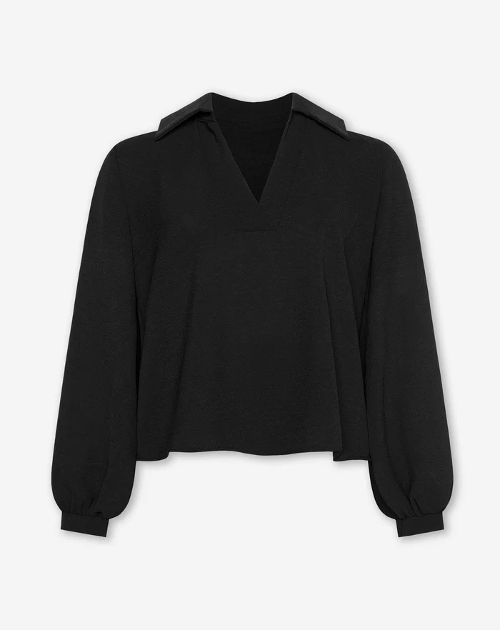 NOLA™ | V-NECK COLLAR TOP BLACK