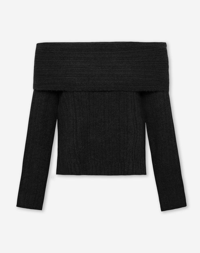 NOLA™ | OFF-SHOULDER KNIT SWEATER BLACK