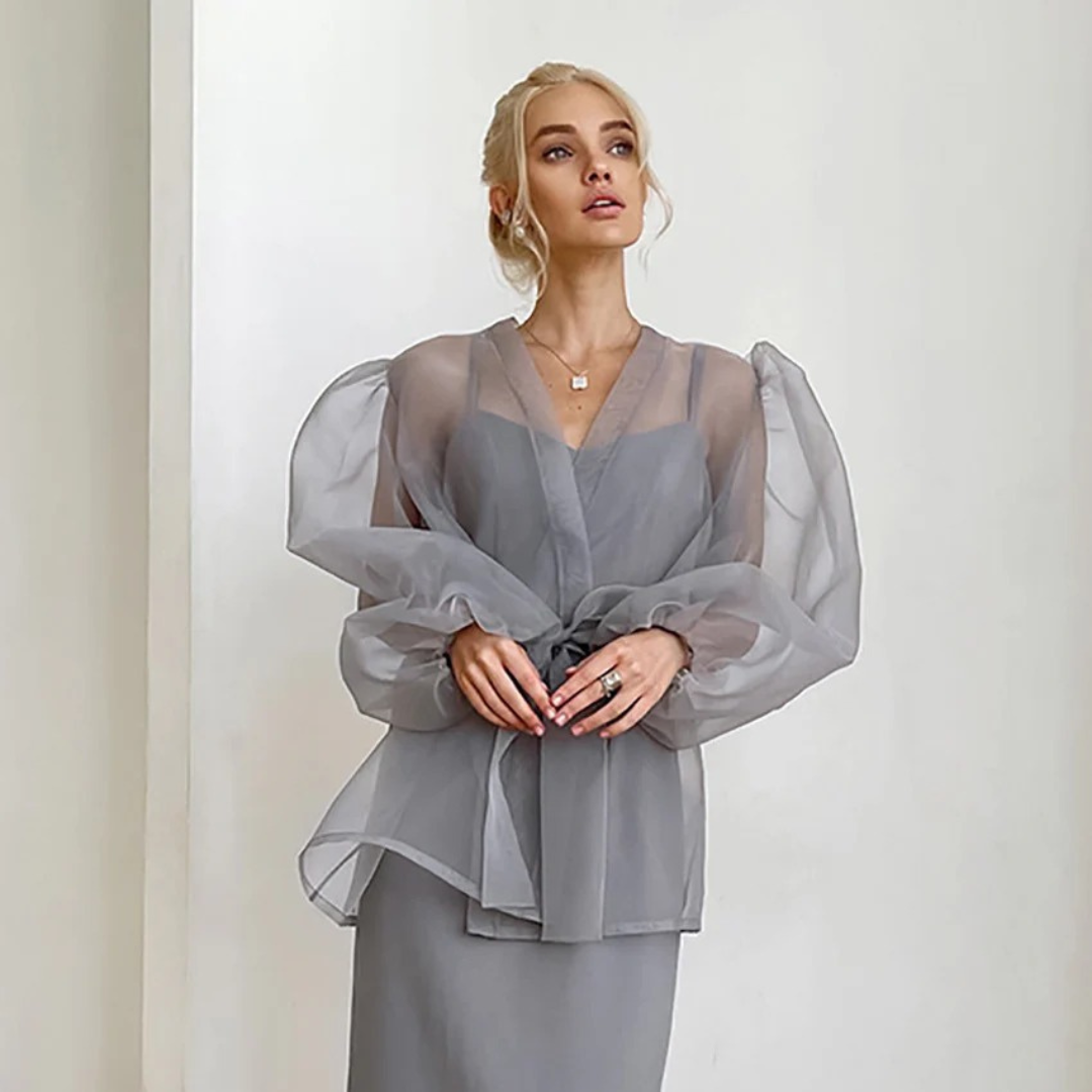 NOLA™ | SHEER ORGANZA WRAP BLOUSE