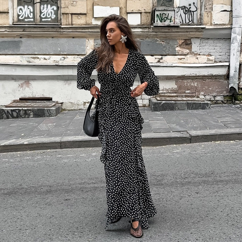 NOLA™ | POLKA DOT MAXI WRAP DRESS