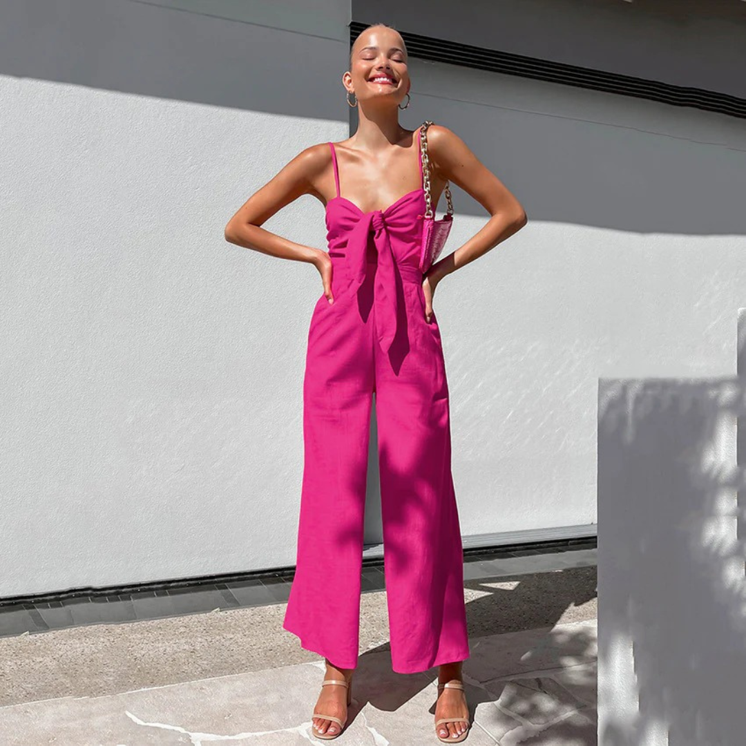 NOLA™ | BOW-TIE LINEN JUMPSUIT