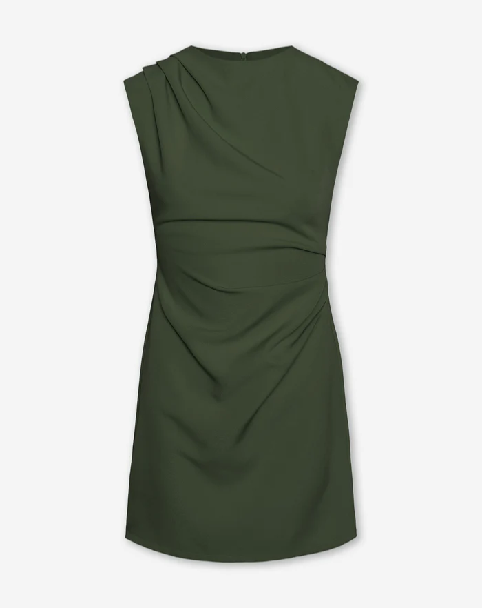 NOLA™ | DRAPED ASYMMETRIC DRESS GREEN