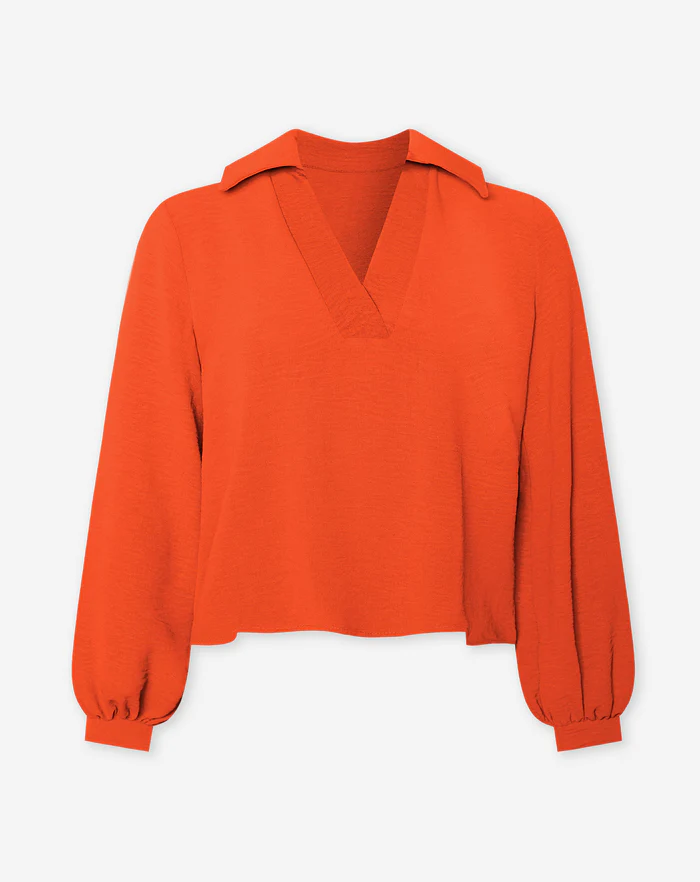 NOLA™ | V-NECK COLLAR TOP ORANGE