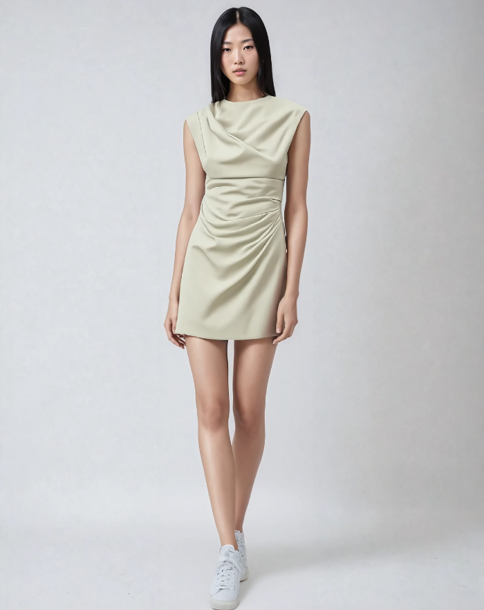 NOLA™ | DRAPED ASYMMETRIC DRESS CREAM