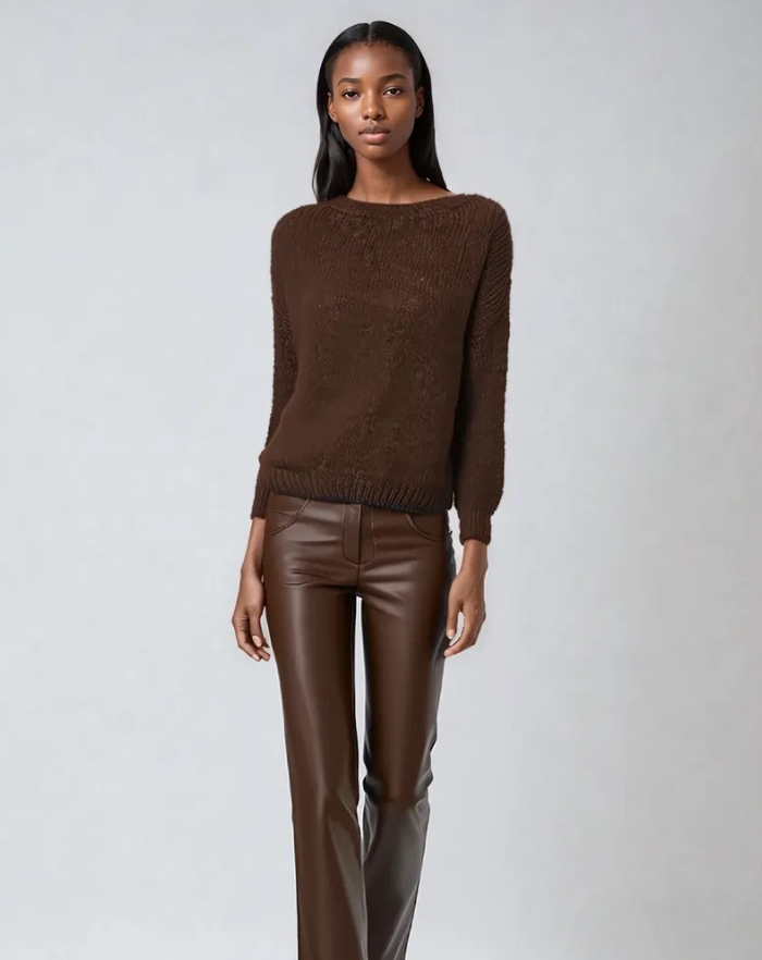 NOLA™ | LEATHER TROUSERS BROWN