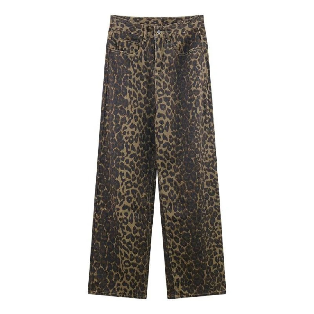 NOLA™ | LEOPARD PRINT WIDE-LEG JEANS