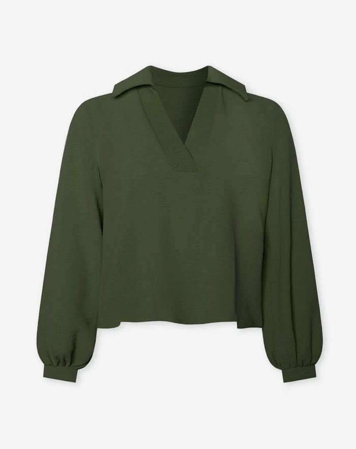 NOLA™ | V-NECK COLLAR TOP GREEN